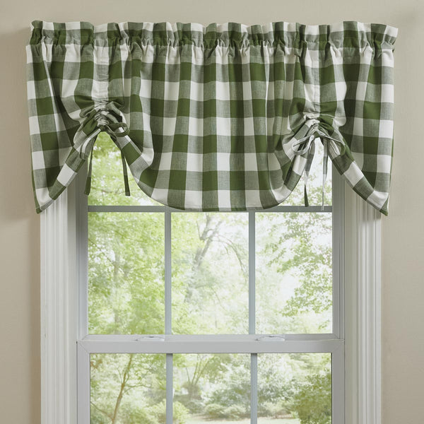 Wicklow Check Lined Famhouse Valance - Sage