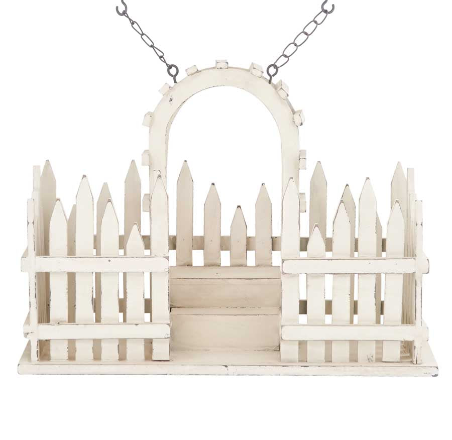 White Wood Picket Fence w/2 Pot Openings Arrow Replacement