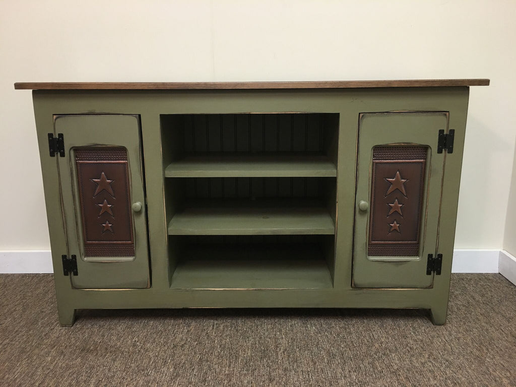 48" Or 60" TV Stand with Copper Star Tin Panels