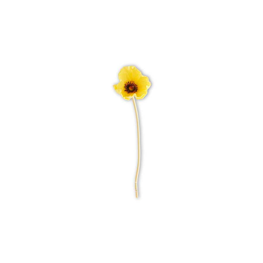 Yellow Real Touch Mini Poppy Stem