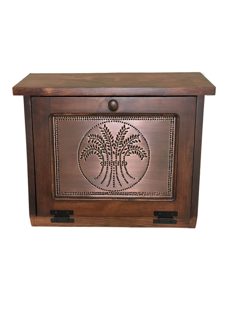 Bread Box with Copper Wheat Tin Panel