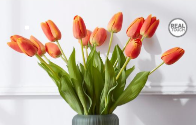 Real Touch Tulip Stem - Orange Silk