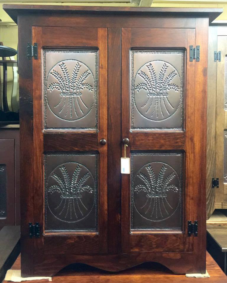 Pie Safe - 42" Double Door with Copper Wheat Tin Panels