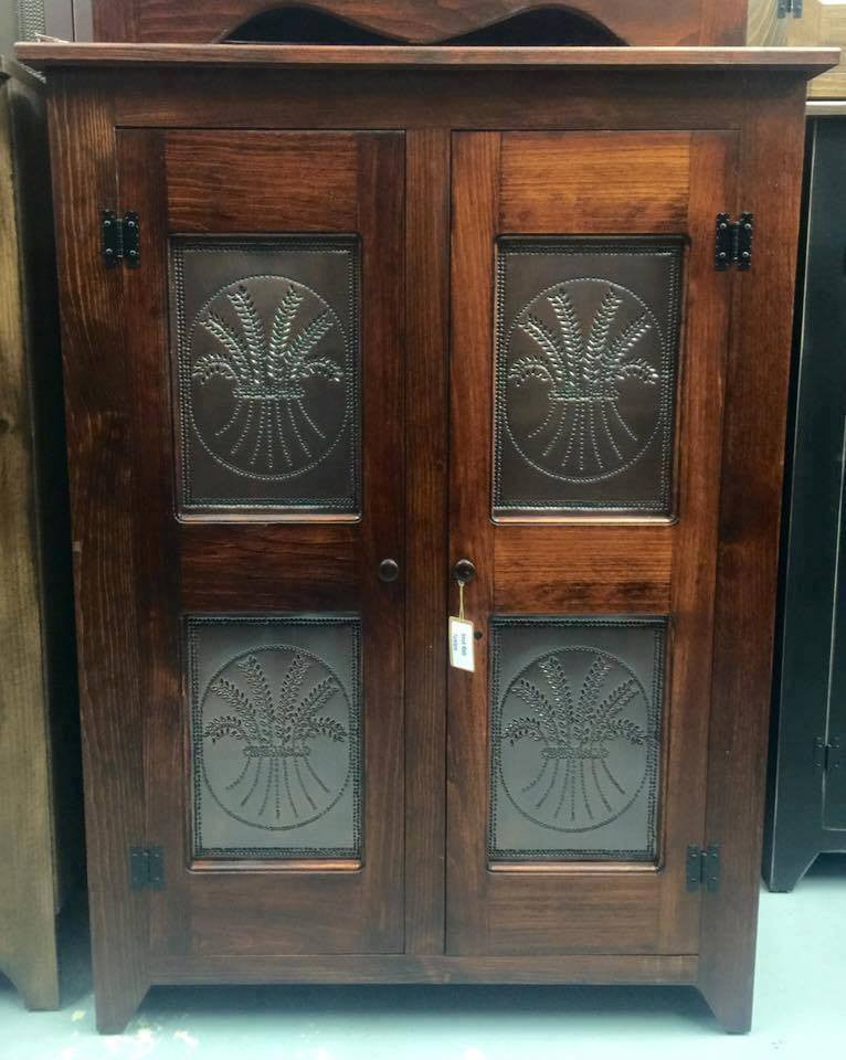 Pie Safe - 48" Double Door with Copper Wheat Tin Panels