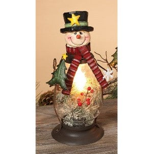 10"H Electric Lighted Glass Snowman