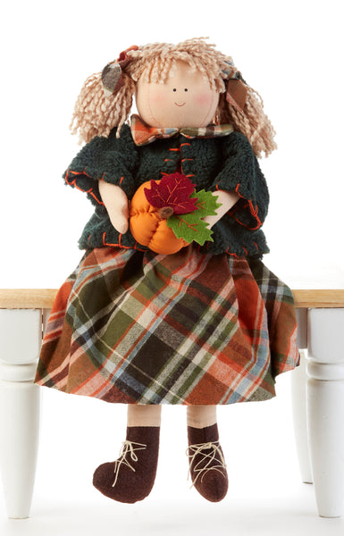 Sitting Harvest Doll with Pumpkin