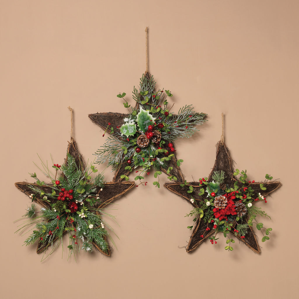 16"H Natural Twig Star with PVC decorations