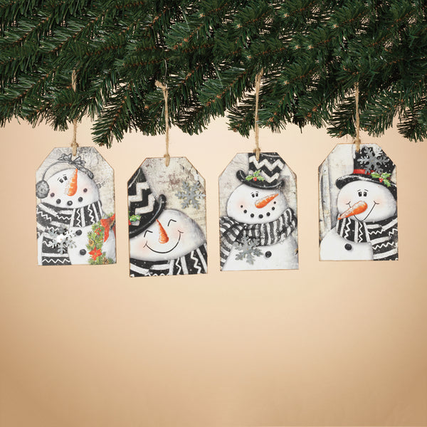 5.75''H Wood Snowman Tag Ornament