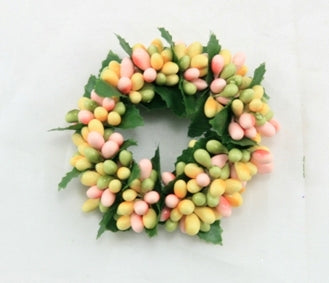 1.5" Berry Candle Ring Yellow, Light Green, Pink