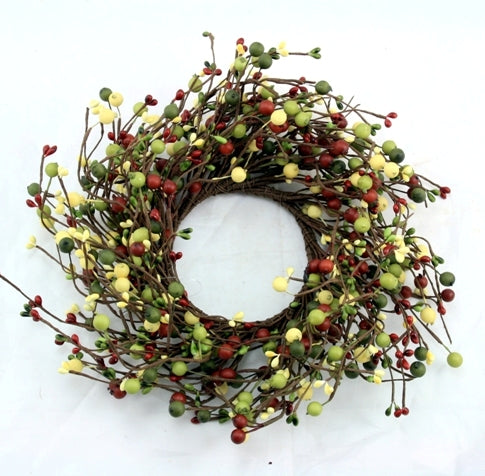 Large Mixed Berry Wreath Burnt Red, Olive, Butter