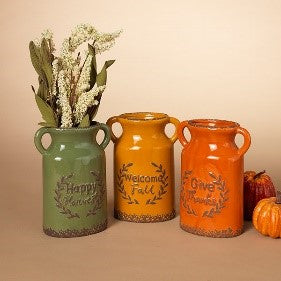 7.8"H Ceramic Harvest Vase, 3 asst.