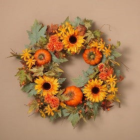 24"D Harvest Wreath w/ Pumpkin