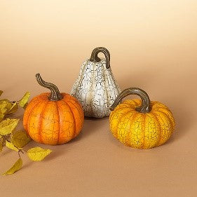 6.3"H Resin Harvest Pumpkin, 3 Asst.