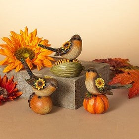 5.5"H Resin Harvest Bird Figurines