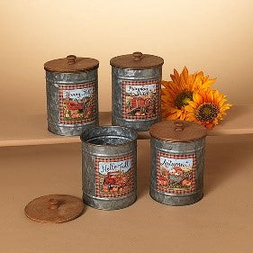 6.8"H Galvanized Metal Harvest Tin