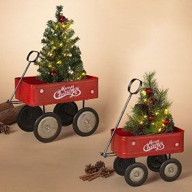 Metal Holiday Carts w/ B/O Tree, 2 Asst.
