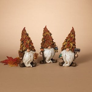 6.3"H Resin Harvest Gnome Figurine, 3 Asst.