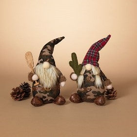 11"H Fabric Camouflage Gnome Figurine, 2 Asst.