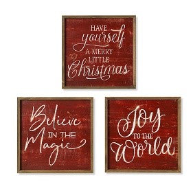 16.1"L Wood Holiday Engraved Wall Décor, 3 Asst.