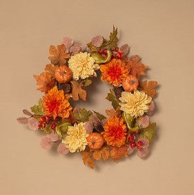 24"D Harvest Wreath w/ Pumpkin