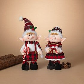 16"H Plush Holiday Standing Elf, 2 Asst.