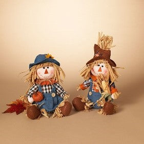 11"H Plush Sitting Scarecrow Figurine, 2 Asst.