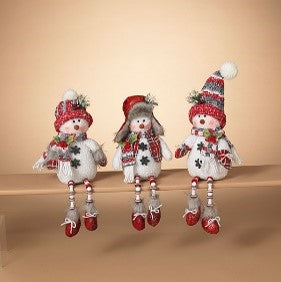 14"H Plush Holiday Snowman Shelf Sitting, 3 Asst.