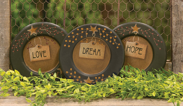 Love, Dream, Hope Plates -3 Asst.