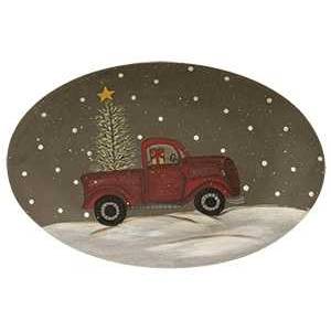 Winter Truck Oval Christmas Plate