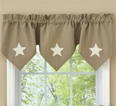 Taupe & Star Linded Triple Point Valance