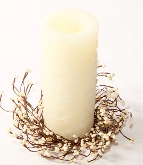 3.5" Rice Berry Candle Ring Cream