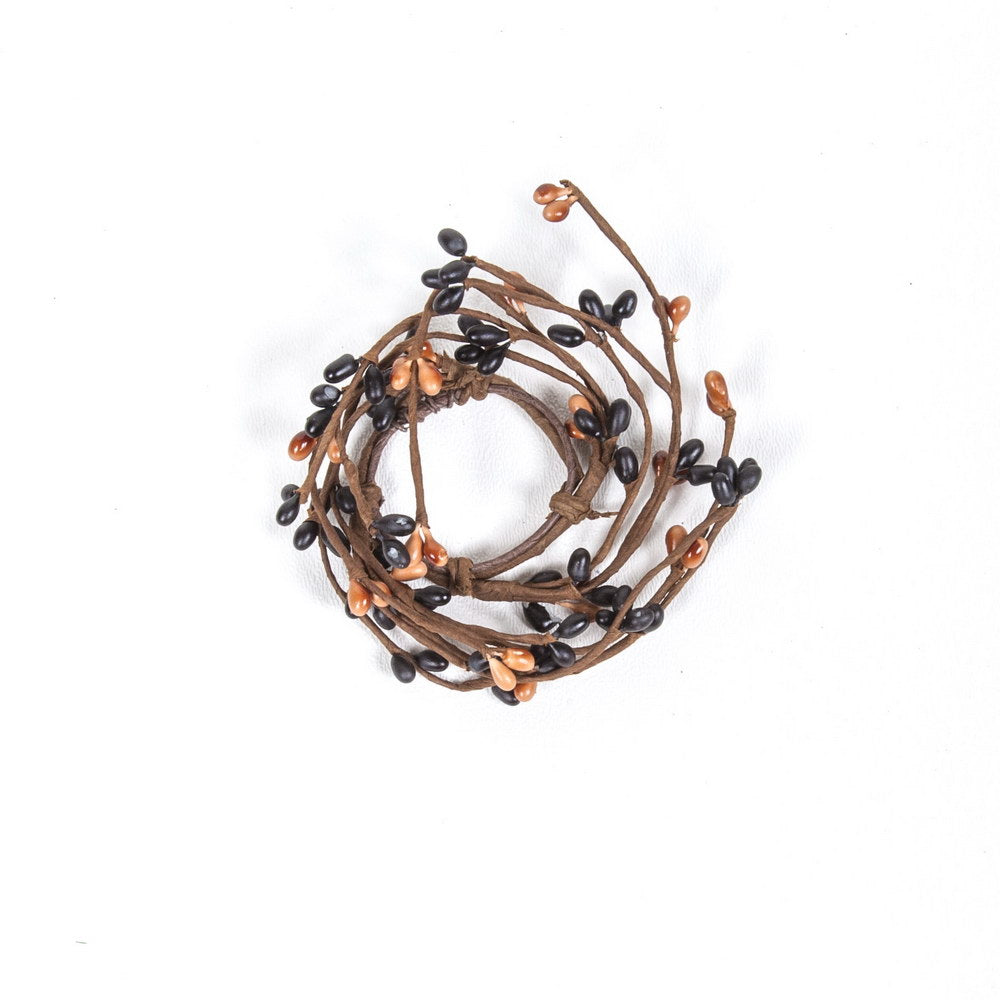 1.5" Rice Berry Candle Ring Black, Tan