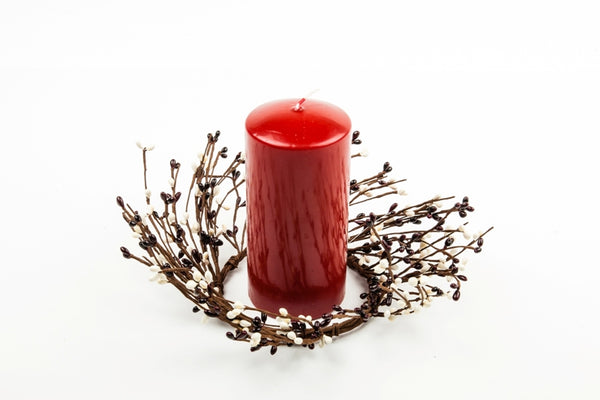 4.5 Rice Berry Candle Ring Burgundy, Cream