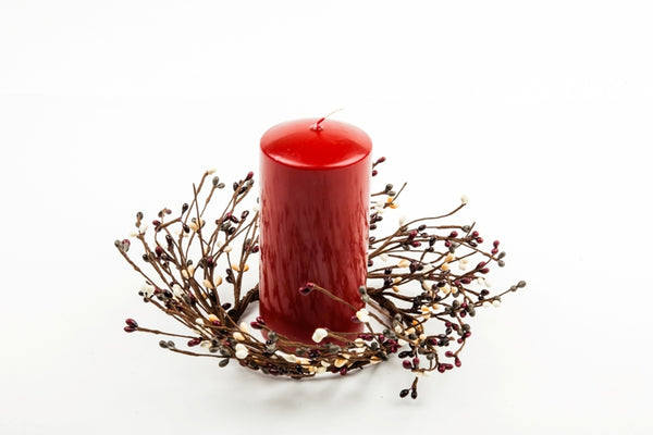 4.5" Rice Berry Candle Ring Plum, Slate Blue Mix