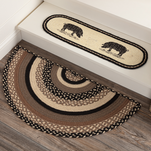 Sawyer Mill Charcoal Creme Braided Jute Rug - Half Circle