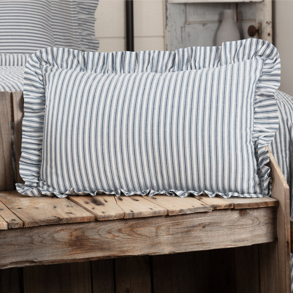 Sawyer Mill Blue Ticking Stripe Fabric Pillow