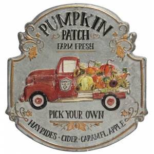Pumpkin Patch Truck Metal Sign