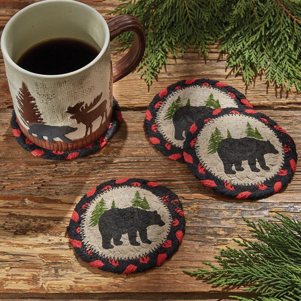 Black Bear Braided Coaster - Set of 4