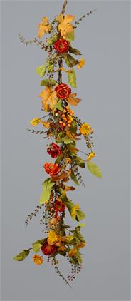 Garland - Mini Fall Poppies, Fall Foliage