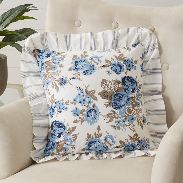 Annie Blue Floral Ruffled Pillow