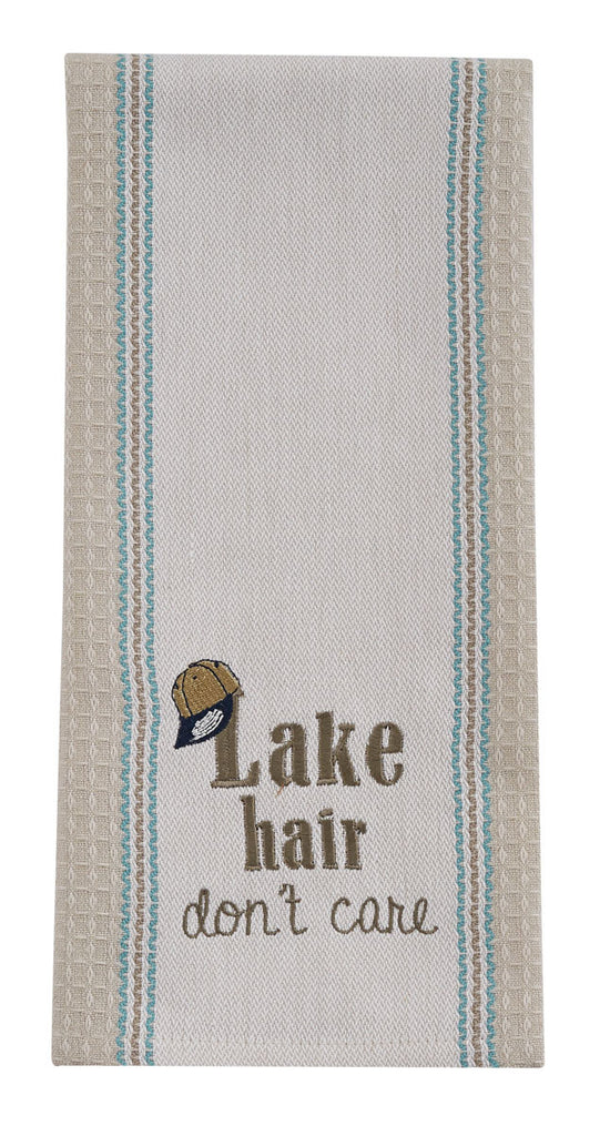Lake Hair Embroidered Dishtowel