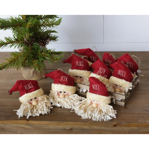 Santa Heads - Peace, Joy, Noel - Ornaments