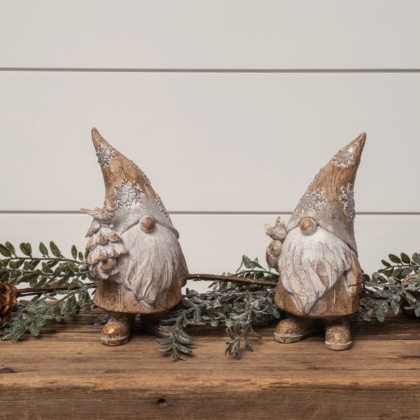 Gnomes, Shimmery Carved Wood Look