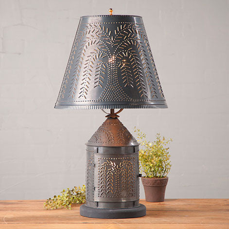 Fireside Lamp with Willow Shade in Blackened Tin