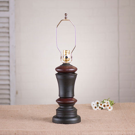 Peppermill Lamp Base - Sturbridge Black with Red