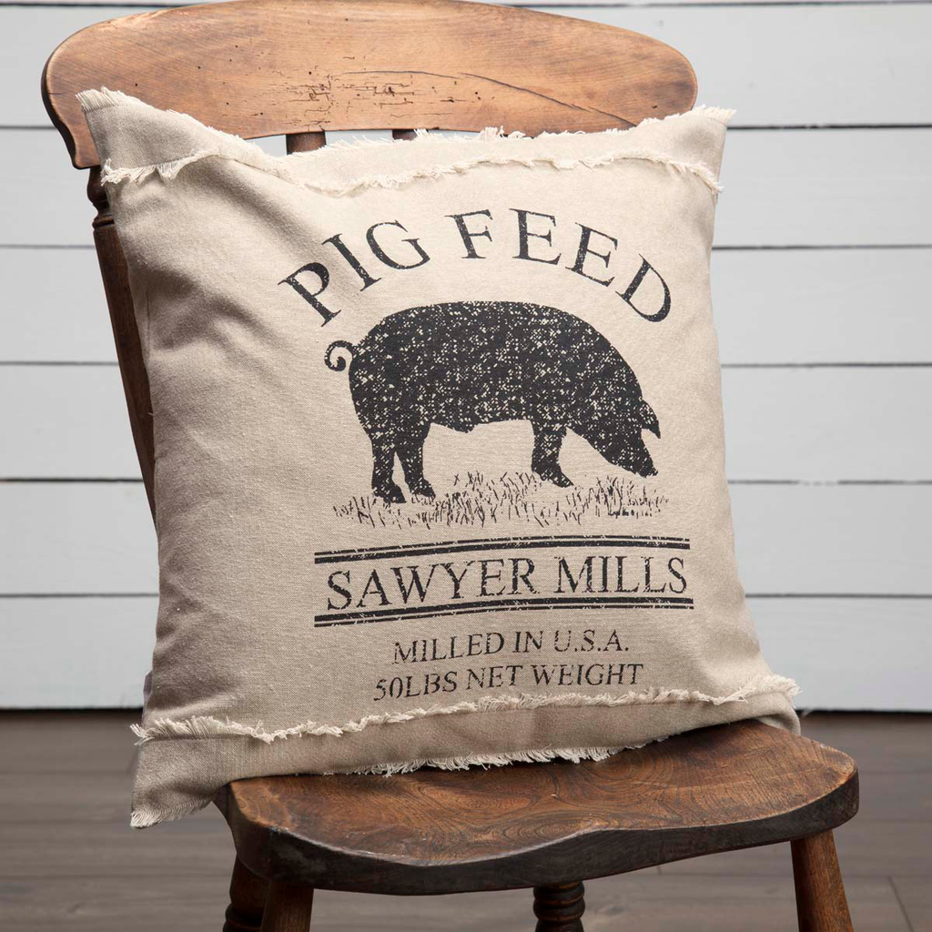 Sawyer Mill Charcoal Pig Pillow