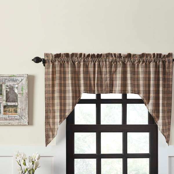 Sawyer Mill Charcoal Plaid Swag Curtain Set Of 2 36x36x16