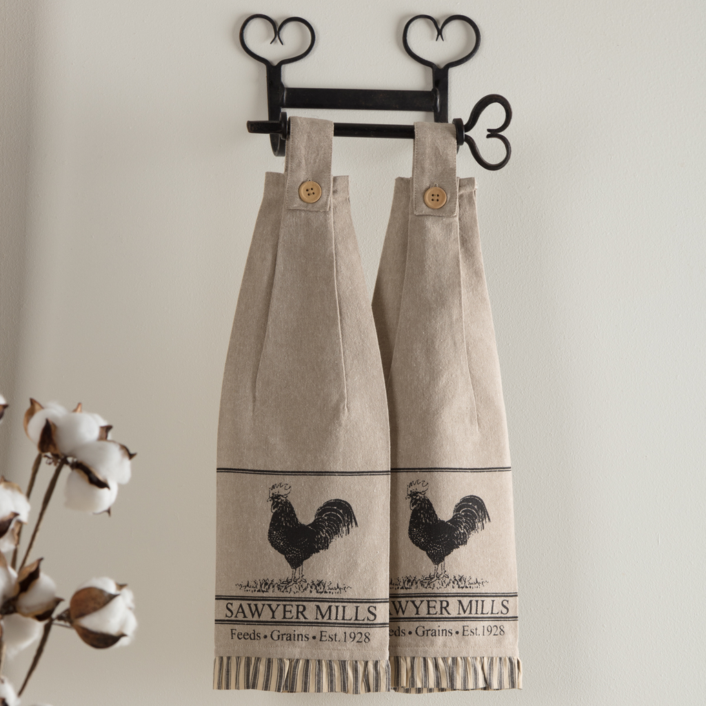 Sawyer Mill Charcoal Poultry Button Loop Kitchen Towel