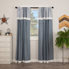 Sawyer Mill Blue Panel Curtain With Attached Patchwork  Valance