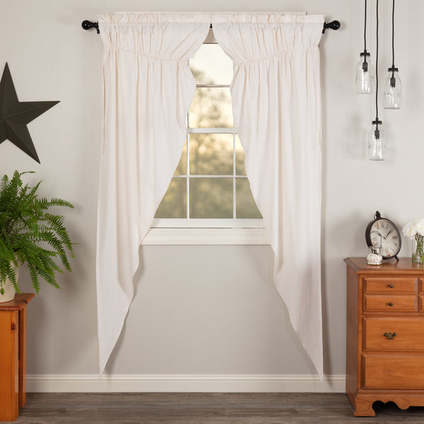 Simple Life Flax Antique White Prairie Long panel Curtain Set